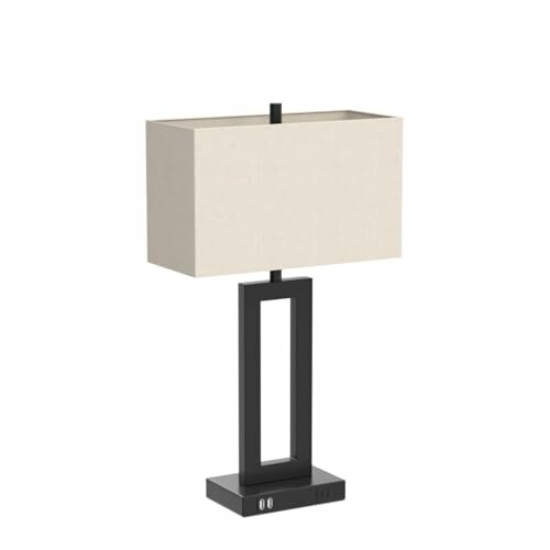 Modern table lamp with rectangular shade and base