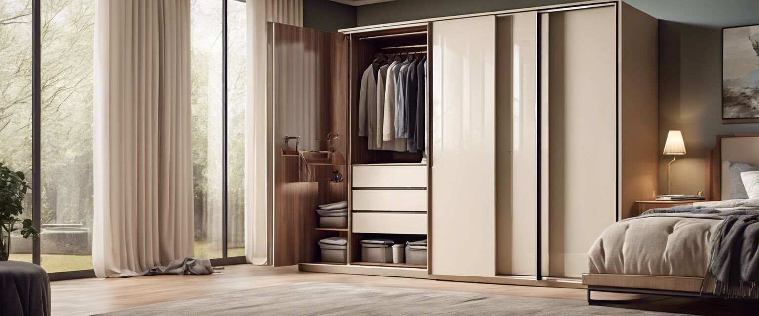 Cream wardrobe with sliding doors